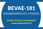 IGNOU BEVAE 181 Solved Assignment